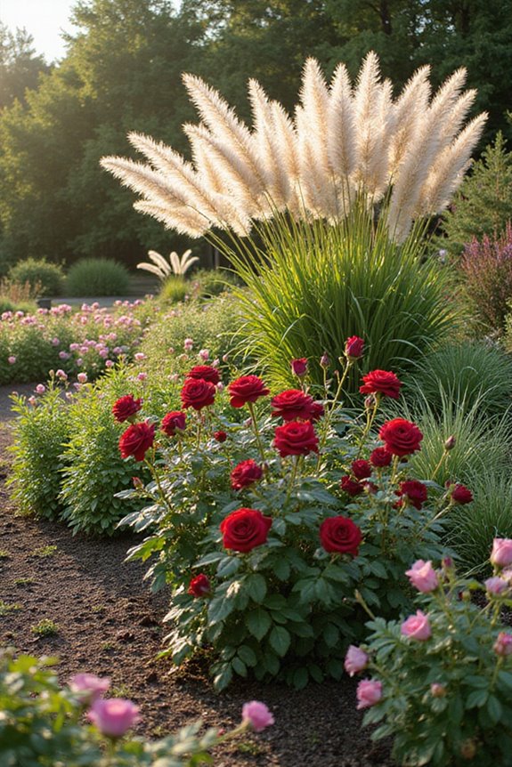 ornamental grasses complement roses