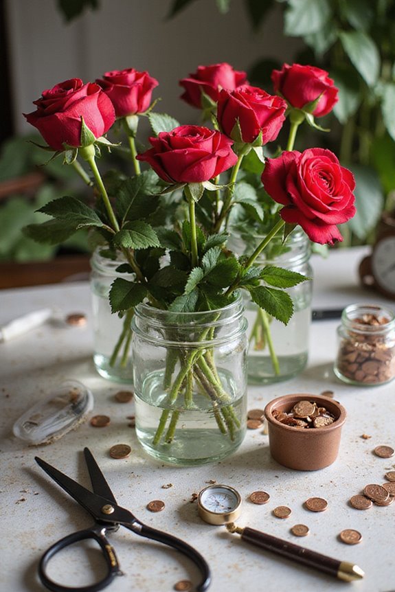 prepare roses for arrangements