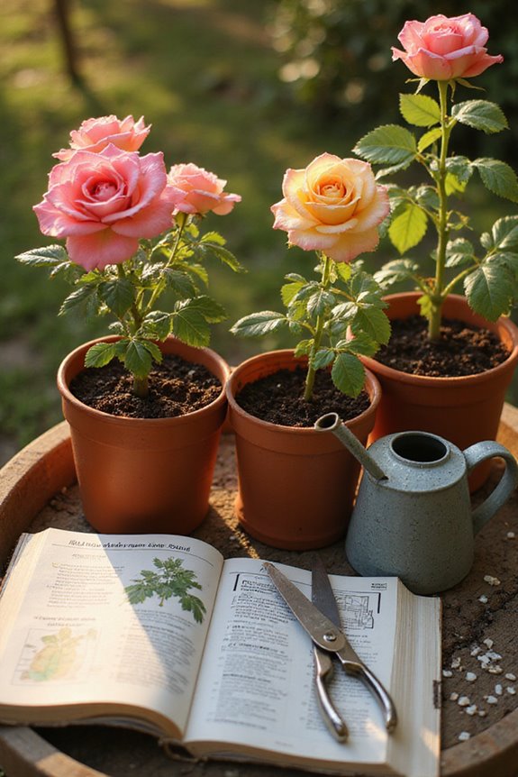 sturdy containers enhance rose growth